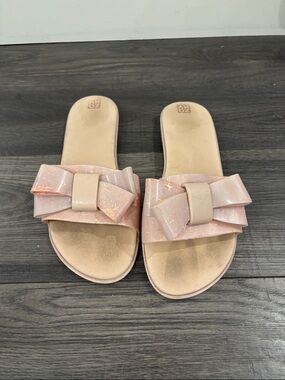 Women's Jelly Bow Slide Sandals in Pale Pink